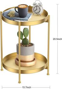 img 3 attached to 🌟 Stylish Gold Metal 2 Tier Tray Round Side Table – Perfect for Small Spaces, Sofa, and Tea Time in Living Room