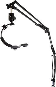 img 4 attached to 📷 Heron - 5ft Articulating Arm Camera Mount - Flexible Desk Clamp Camera Arm with C Shape Stabilizer Handle - 5FT Reach Steel Boom - Desk Mount Camera Crane for Mirrorless Digital Camera/Phone/Gopro7