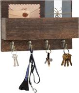 🔑 rustic wall mounted key holder with mail holder and decorative shelf for wall - zovota key hooks for better organization логотип