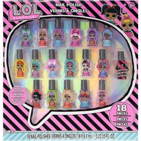 img 4 attached to 💅 L.O.L Surprise! Townley Girl Non-Toxic Peel-Off Nail Polish Set with Glittery, Shimmer & Opaque Colors, Including 1 Character Bottle for Girls - Perfect for Parties, Sleepovers & Makeovers, 18 Pcs