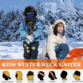 img 3 attached to 🧣 Adjustable Fleece Neck Gaiter Warmer Winter Face Cover Scarf Balaclava for Boys Girls (3-14 Years) - Kids Ski Mask