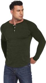 img 3 attached to CONFANDY Fashion Placket Henley Shirts Men's Clothing