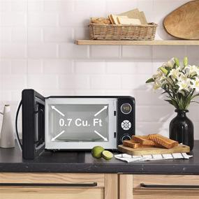 img 3 attached to 🍽️ Galanz GLCMKA07BKR-07 Retro Black Microwave Oven, LED Lighting, Pull Handle Design, Child Lock, Capacity: 0.7 cu ft