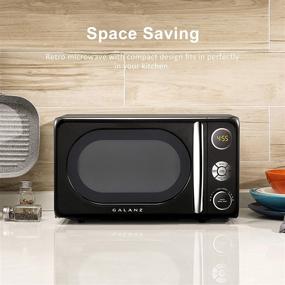 img 1 attached to 🍽️ Galanz GLCMKA07BKR-07 Retro Black Microwave Oven, LED Lighting, Pull Handle Design, Child Lock, Capacity: 0.7 cu ft