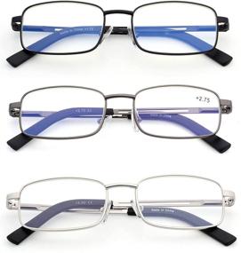 img 2 attached to 👓 Men's Blue Light Blocking Reading Glasses: Lightweight Metal Frame Readers with Spring Hinge for Computer Work