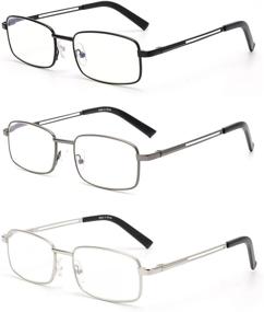 img 4 attached to 👓 Men's Blue Light Blocking Reading Glasses: Lightweight Metal Frame Readers with Spring Hinge for Computer Work