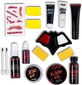 img 3 attached to 🎃 Spooktacular Creations 16 Piece Halloween Family Makeup Kit - Face and Body Paint, Liquid Blood Gel, Fake Blood and More - Easy On & Easy Off Makeup Set for Cosplay and Halloween Party Supplies
