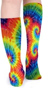 img 3 attached to Unisex Tie-Dye Patterned Long Crew Socks for 🧦 Boys and Girls - 50cm, One Color, One Size