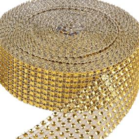 img 1 attached to 🎀 Foraineam 2 Rolls 8-Row 10 Yard Golden Rhinestone Ribbon & 2 Rolls 4-Row 10 Yard Silver Diamond Bling Sparkle Ribbon Wrap for Arts, Crafts, and Event Decorations