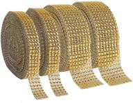 🎀 foraineam 2 rolls 8-row 10 yard golden rhinestone ribbon & 2 rolls 4-row 10 yard silver diamond bling sparkle ribbon wrap for arts, crafts, and event decorations logo