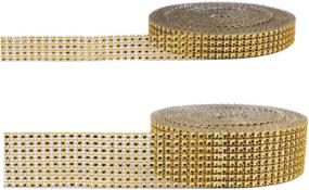 img 2 attached to 🎀 Foraineam 2 Rolls 8-Row 10 Yard Golden Rhinestone Ribbon & 2 Rolls 4-Row 10 Yard Silver Diamond Bling Sparkle Ribbon Wrap for Arts, Crafts, and Event Decorations