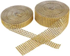 img 3 attached to 🎀 Foraineam 2 Rolls 8-Row 10 Yard Golden Rhinestone Ribbon & 2 Rolls 4-Row 10 Yard Silver Diamond Bling Sparkle Ribbon Wrap for Arts, Crafts, and Event Decorations