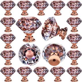 img 4 attached to 💎 Stylish 26 pcs Crystal Rose Gold Glass Drawer Pulls: Elegant 30mm Decorative Knobs for Kitchen, Bathroom Cabinet, Dresser, and Cupboard - DeElf