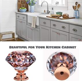 img 1 attached to 💎 Stylish 26 pcs Crystal Rose Gold Glass Drawer Pulls: Elegant 30mm Decorative Knobs for Kitchen, Bathroom Cabinet, Dresser, and Cupboard - DeElf