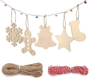 img 1 attached to 🎄 DIYASY Christmas Wood Ornaments: 60 Pcs Unfinished Wood Cutouts Kit for Crafts, Kids, and Adults Christmas Trees Hanging Decoration