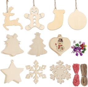 img 4 attached to 🎄 DIYASY Christmas Wood Ornaments: 60 Pcs Unfinished Wood Cutouts Kit for Crafts, Kids, and Adults Christmas Trees Hanging Decoration