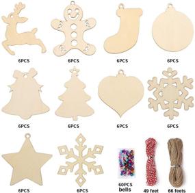 img 2 attached to 🎄 DIYASY Christmas Wood Ornaments: 60 Pcs Unfinished Wood Cutouts Kit for Crafts, Kids, and Adults Christmas Trees Hanging Decoration