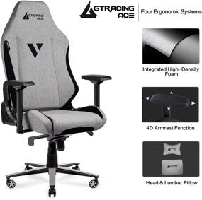 img 3 attached to 🪑 GTRACING 350lb Big and Tall Gaming Chair - High Back Computer Office Chair in Beige, Fabric Ergonomic Racing Recliner with 4D Armrests, Swivel Tilt Rocker, and Height Adjustment