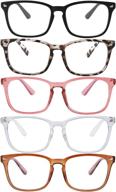 👓 clear ant blue light blocking glasses, square frame nerd eyeglasses - anti blue ray, computer game glasses to reduce eye strain &amp; uv (5pcs) logo