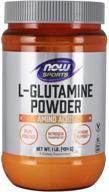 💪 l-glutamine pure powder: enhance muscle recovery with now sports nutrition, nitrogen transporter, amino acid, 16 oz of white powder logo