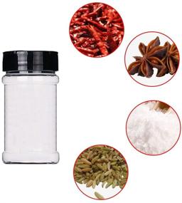 img 2 attached to Set of 12 Clear Plastic Spice Jars with Black Caps - Ideal for Storing Spice, Herbs, and Powders - 5.7oz/170ml Capacity