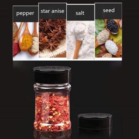 img 1 attached to Set of 12 Clear Plastic Spice Jars with Black Caps - Ideal for Storing Spice, Herbs, and Powders - 5.7oz/170ml Capacity