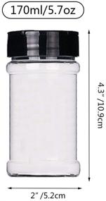 img 3 attached to Set of 12 Clear Plastic Spice Jars with Black Caps - Ideal for Storing Spice, Herbs, and Powders - 5.7oz/170ml Capacity