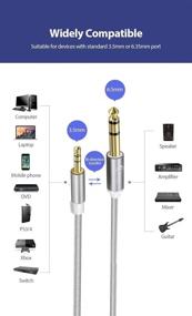 img 2 attached to QING CAOQING 1/8 to 1/4 TRS Cable 6ft: Premium Nylon Braided 3.5mm to 6.35mm Stereo Audio Cable for Professional Use