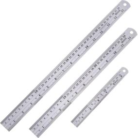 img 1 attached to EBoot Stainless Steel Ruler: Conversion, Measuring, and Inspection Tool