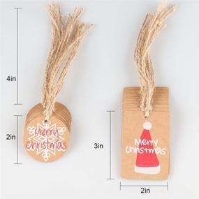 img 3 attached to 🎁 Coogam 50 Pack Kraft Paper Christmas Gift Tags with Twine String - Smooth Surface for Writing, 5 Designs for DIY Xmas Holiday Present Wrap, Stamp, Label, Package Name Card