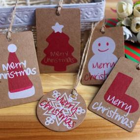 img 2 attached to 🎁 Coogam 50 Pack Kraft Paper Christmas Gift Tags with Twine String - Smooth Surface for Writing, 5 Designs for DIY Xmas Holiday Present Wrap, Stamp, Label, Package Name Card