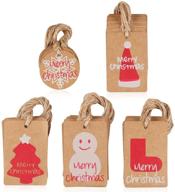 🎁 coogam 50 pack kraft paper christmas gift tags with twine string - smooth surface for writing, 5 designs for diy xmas holiday present wrap, stamp, label, package name card logo