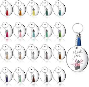 img 4 attached to 🔑 Acrylic Transparent Circle Discs: Keychain Blanks with Silver Tassel Pendant for DIY Crafts (12 pack)