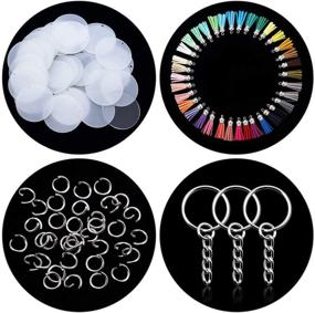 img 1 attached to 🔑 Acrylic Transparent Circle Discs: Keychain Blanks with Silver Tassel Pendant for DIY Crafts (12 pack)