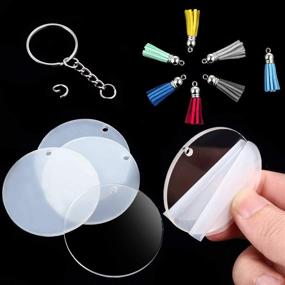 img 2 attached to 🔑 Acrylic Transparent Circle Discs: Keychain Blanks with Silver Tassel Pendant for DIY Crafts (12 pack)