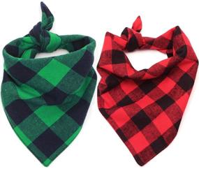 img 4 attached to 🐶 Malier 2 Pack Dog Bandana Set: Christmas Classic Plaid Triangle Bibs for Pets - Perfect Accessories for Dogs, Cats & More!