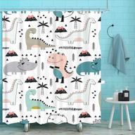 🦖 komllex funny cute dinosaur shower curtain for kids' bathroom: cartoon dino animals graffiti decor with 12 pack hooks logo