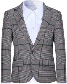 img 4 attached to Plaid Blazer Jacket Formal Wedding Boys' Clothing in Suits & Sport Coats