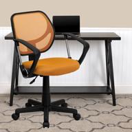 🪑 optimize your office with the swivel task office chair: low back, orange mesh, with arms by flash furniture logo