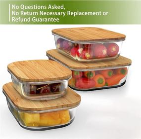 img 3 attached to Eco-Friendly Glass Food Storage Containers with Bamboo Lids - 4 Piece Value Set - Airtight Glass Meal Prep Containers or Food Storage Containers