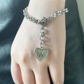 img 3 attached to 💖 Heart Initial Bracelet for Women - Stylish Stainless Steel Alphabet Ankle Bracelets for Girls - Perfect Gift