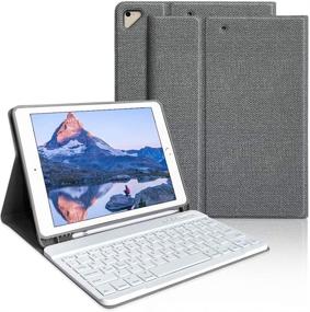 img 4 attached to 🔲 Gray iPad Keyboard Case for iPad 6th Gen (2018), iPad 5th Gen (2017), iPad Air 2, iPad Air, iPad Pro 9.7 inch