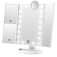 💄 hamswan trifold vanity makeup mirror with led lights, ideal for bedroom, hair cutting, and makeup application, smart touch control, 10x 3x 2x 1x magnification logo