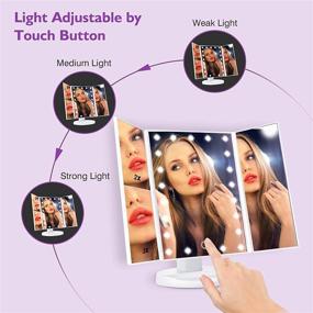 img 2 attached to 💄 HAMSWAN Trifold Vanity Makeup Mirror with LED Lights, Ideal for Bedroom, Hair Cutting, and Makeup Application, Smart Touch Control, 10X 3X 2X 1X Magnification