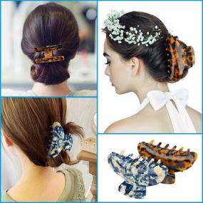 img 1 attached to 🐢 Set of 4 Tortoise Celluloid Hair Clips - Stylish French Design for Long Hair - Fashion Accessories for Women and Girls - Ideal for All Hair Types: Thick, Thin, Straight or Curly