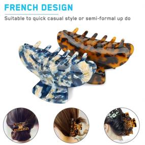 img 3 attached to 🐢 Set of 4 Tortoise Celluloid Hair Clips - Stylish French Design for Long Hair - Fashion Accessories for Women and Girls - Ideal for All Hair Types: Thick, Thin, Straight or Curly