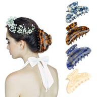 🐢 set of 4 tortoise celluloid hair clips - stylish french design for long hair - fashion accessories for women and girls - ideal for all hair types: thick, thin, straight or curly logo