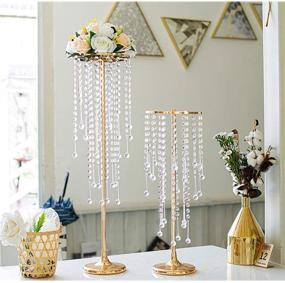 img 3 attached to 🌸 Set of 2, 29.5"/75cm Gold Acrylic Crystal Flower Road Leads for Wedding Home Decoration and Table Centerpiece (Gold, 29.5")