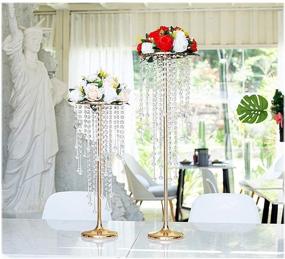 img 2 attached to 🌸 Set of 2, 29.5"/75cm Gold Acrylic Crystal Flower Road Leads for Wedding Home Decoration and Table Centerpiece (Gold, 29.5")