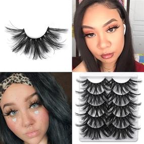 img 4 attached to 👁️ Wtvane 3D Faux Mink Eyelashes Bulk Pack – Long Dramatic False Eyelashes for Bold Makeup – 5 Pairs Fluffy Fake Lashes